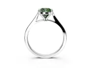 Solitaire Engagement Ring Setting for Fancy Green Cushion Cut Center with Tapered Shoulders and Prong Head in White Gold
