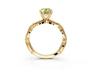 Solitaire Engagement Ring Setting for Fancy Yellow Oval Center with Marquise Panel Band and Prong Head in Yellow Gold