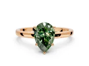 Hidden Halo Engagement Ring Setting for Fancy Green Pear-Shaped Center with Plain Band and Tall Prong Head in Rose Gold