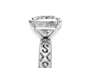 Solitaire Engagement Ring Setting for Princess Cut Center with Scrollwork Band and Prong Head in Platinum