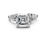 Solitaire Engagement Ring Setting for Asscher Cut Center with Marquise Accent Twist Band and Prong Head in Sterling Silver