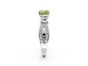 3 Stone Engagement Ring Setting for Fancy Yellow Cushion Cut Center with Pave Twist Band and Prong Head in Sterling Silver