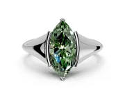Tension Engagement Ring Setting for Fancy Green Marquise Center with Wide Tapered Band and Tension Head in Platinum