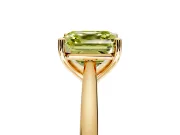 Solitaire Engagement Ring Setting for Fancy Yellow Asscher Cut Center with Narrow Cathedral Band and Prong Head in Yellow Gold