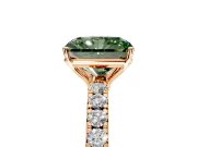 Solitaire Engagement Ring Setting for Fancy Green Radiant Cut Center with Large Accent Band and Prong Head in Rose Gold