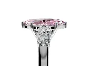 5 Stone Engagement Ring Setting for Fancy Pink Marquise Center with Equal Close-Set Accents and Prong Head in Platinum