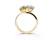 Fancy Green Marquise and Emerald Cut Lab-Grown Diamond Toi et Moi Engagement Ring with Prong-Set Stones in Yellow Gold