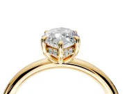 Hidden Halo Engagement Ring Setting for Marquise Center with Thin Rounded Band and Prong Head in Yellow Gold