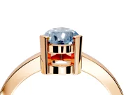 Solitaire Engagement Ring Setting for Fancy Blue Pear-Shaped Center with Plain Band and Flat Tab Prong Head in Rose Gold