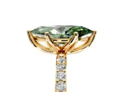 Solitaire Engagement Ring Setting for Fancy Green Marquise Center with Fine Pave Accents and Prong Head in Yellow Gold