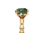 Solitaire Engagement Ring Setting for Fancy Green Cushion Cut Center with Bamboo Band and Prong Head in Yellow Gold