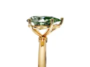 Solitaire Engagement Ring Setting for Fancy Green Pear-Shaped Center with Straight Thin Band and Prong Head in Yellow Gold
