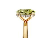 Hidden Halo Engagement Ring Setting for Fancy Yellow Oval Center with Thin Round-Wire Band and Prong Head in Yellow Gold
