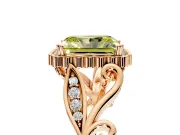 Halo Engagement Ring Setting for Fancy Yellow Radiant Cut Center with Leaf Motif Split Shank and Prong Head in Rose Gold