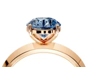 Solitaire Engagement Ring Setting for Fancy Blue Round Cut Center with Wide Knife Ridge Band and Prong Head in Rose Gold