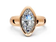 Solitaire Engagement Ring Setting for Marquise Center with Wide Band and Bezel Head in Rose Gold