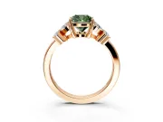 Floral Engagement Ring Setting for Fancy Green Cushion Cut Center with Marquise Cluster Shoulders and Prong Head in Rose Gold
