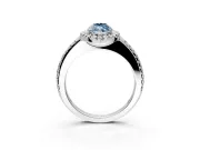Pave Halo Engagement Ring Setting for Fancy Blue Marquise Center with Single Row Pave Band and Prong Head in Platinum