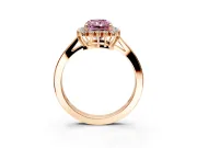 Starburst Halo Engagement Ring Setting for Fancy Pink Radiant Cut Center with Flat Cathedral Band and Prong Head in Rose Gold