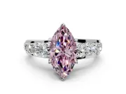 Solitaire Engagement Ring Setting for Fancy Pink Marquise Center with Graduated Shared Prongs and Prong Head in Platinum
