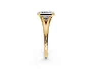 Solitaire Engagement Ring Setting for Asscher Cut Center with V Split Shank and Bezel Head in Yellow Gold