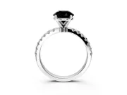 Open Basket Engagement Ring Setting for Fancy Black Round Cut Center with Pave Band and Prong Head in Platinum