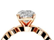 Solitaire Engagement Ring Setting for Cushion Cut Center with Milgrain Bezel Accents and Prong Head in Rose Gold