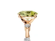 Solitaire Engagement Ring Setting for Fancy Yellow Oval Center with Bezel Station Band and Prong Head in Rose Gold