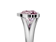 Solitaire Engagement Ring Setting for Fancy Pink Heart-Shaped Center with V Split Shank and Bezel Head in Sterling Silver