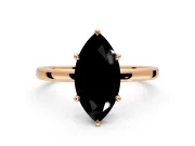 Hidden Halo Engagement Ring Setting for Fancy Black Marquise Center with Plain Band and Tall Prong Head in Rose Gold