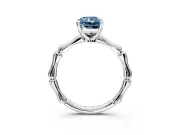 Solitaire Engagement Ring Setting for Fancy Blue Radiant Cut Center with Bamboo Band and Prong Head in Platinum
