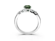 5 Stone Engagement Ring Setting for Fancy Green Radiant Cut Center with Plain Band and Prong Head in Platinum