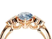 Cluster Engagement Ring Setting for Fancy Blue Marquise Center with Bezel Accent Clusters and Prong Head in Rose Gold