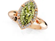 Halo Engagement Ring Setting for Fancy Yellow Marquise Center with Tapered Plain Band and Prong Head in Rose Gold