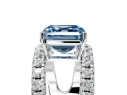 Solitaire Engagement Ring Setting for Fancy Blue Asscher Cut Center with Wide-Open Split Shank and Prong Head in Platinum