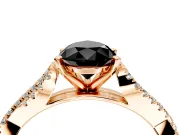 Solitaire Engagement Ring Setting for Fancy Black Pear-Shaped Center with Twisted Pave Split Shank and Prong Head in Rose Gold