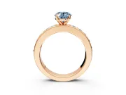 Solitaire Engagement Ring Setting for Fancy Blue Oval Center with Channel-Set Accents and Prong Head in Rose Gold