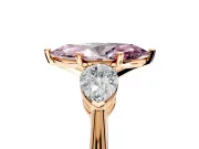 3 Stone Engagement Ring Setting for Fancy Pink Marquise Center with Large Pear-Shaped Accents and Prong Head in Rose Gold