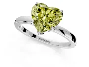 Solitaire Engagement Ring Setting for Fancy Yellow Heart-Shaped Center with Thin Rounded Plain Band and Prong Head in Sterling Silver
