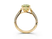 Solitaire Engagement Ring Setting for Fancy Yellow Princess Cut Center with Multi-Row Accents and Prong Head in Yellow Gold
