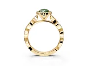 Halo Engagement Ring Setting for Fancy Green Pear-Shaped Center with Pave and Plain Twist Band and Prong Head in Yellow Gold