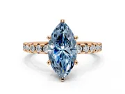 Solitaire Engagement Ring Setting for Fancy Blue Marquise Center with Large Accents and Prong Head in Rose Gold