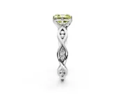 Solitaire Engagement Ring Setting for Fancy Yellow Asscher Cut Center with Accented Twist Band and Leaf Prong Head in Platinum