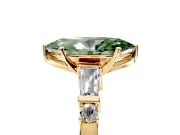 Bar-Set Engagement Ring Setting for Fancy Green Marquise Center with Tapered Baguette Accents and Prong Head in Yellow Gold