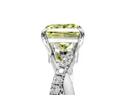 Solitaire Engagement Ring Setting for Fancy Yellow Princess Cut Center with Half-Pave Crossover Band and Prong Head in Platinum
