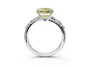 Solitaire Engagement Ring Setting for Fancy Yellow Princess Cut Center with Trailing Leaf Accent Band and Prong Head in Platinum