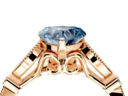 Solitaire Engagement Ring Setting for Fancy Blue Heart-Shaped Center with Marquise and Bezel Accents and Prong Head in Rose Gold