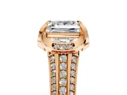 Solitaire Engagement Ring Setting for Princess Cut Center with Accented Split Shank and Prong Head in Rose Gold