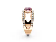 Solitaire Engagement Ring Setting for Fancy Pink Cushion Cut Center with Wide-Open Split Shank and Prong Head in Rose Gold