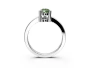 Solitaire Engagement Ring Setting for Fancy Green Pear-Shaped Center with Plain Band and Flat Tab Prong Head in Sterling Silver